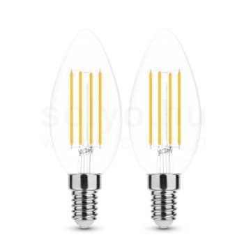 2 DB.LED Filament Canlde C35 7W E14 360° 2700K (806 lumen) szabályozható