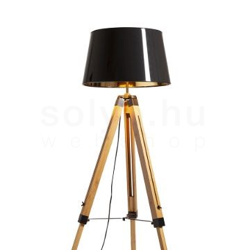 ALVIS/RIDICK állólámpa csillogó fekete arany fólia/bambusz/fekete 230V LED E27 15W