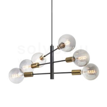 ARTEMIA 6 függő lámpa fekete szálcsiszolt sárgaréz 230V LED E27 6x15W