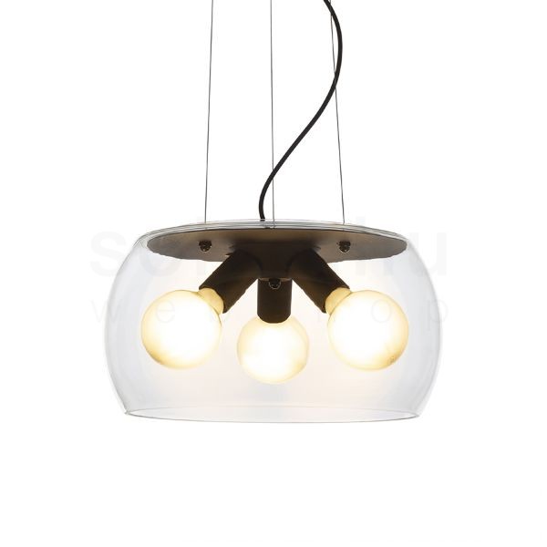 AMANDA függő lámpa matt fekete tiszta üveg 230V LED E27 3x15W