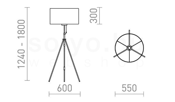 LUTON/RON 55 állólámpa  Polycotton fehér/fekete/fém 230V LED E27 15W