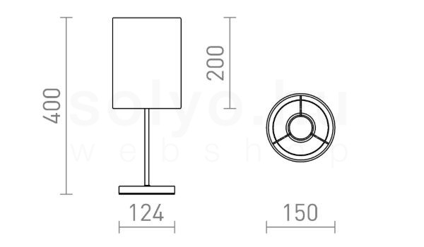 NYC/RON 15/20 asztali lámpa  Polycotton fekete/króm 230V LED E27 15W