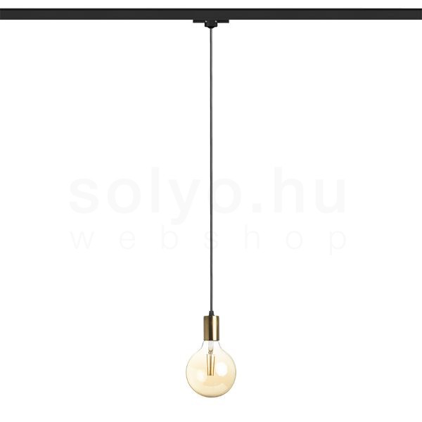 ARAQ három áramkörös sínen függő lámpa  szálcsiszolt sárgaréz/fekete 230V LED E27 15W