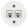 Fehér falon kívüli 2xCAT.5E porcelán falicsatlakozó aljzat