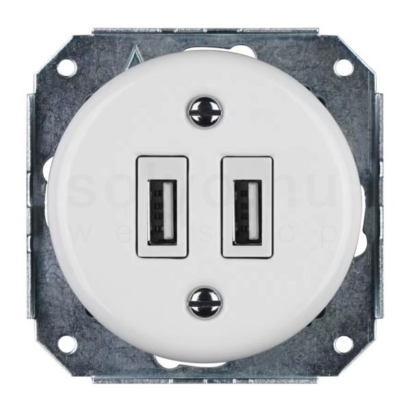 Fehér porcelán USB csatlakozó aljzat betét