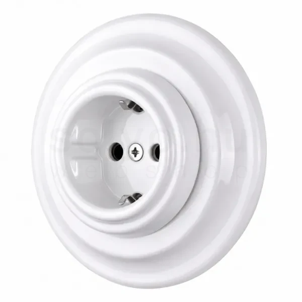 Fehér porcelán konnektor, falba süllyesztett kerettel - BONOLO