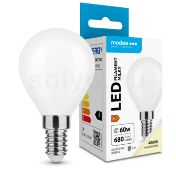 Modee LED Izzó Filament Milky G.Mini P45 7W E14 360° 4000K (680 lumen) ERP
