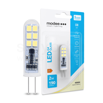Modee Lighting LED Izzó G4 Üveg AC-DC 12V 2W 4000K (190 lumen) ERP B1