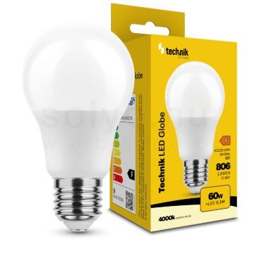 Technik LED Izzó Globe A60 8,8W E27 360° 4000K (806 lumen) ERP