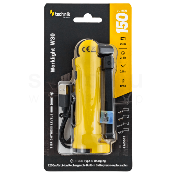 Technik Elemlámpa W30 (akkumulátoros - 1200mAh) COB + 1x2835 LED (150 lumen)